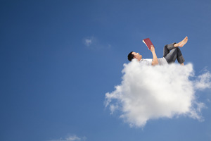 Relax and reading book on the cloud